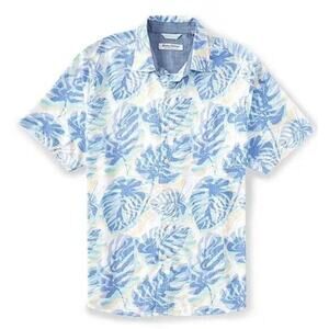 Tommy Bahama Men's M Blue Hawaiian Short Sleeve Shirt Floral Camp Beachy